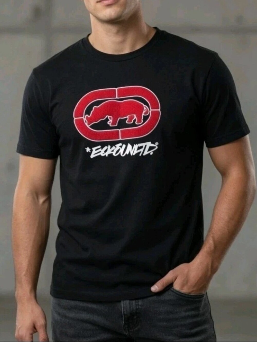 Vintage Ecko Unlimited Shirt 2XL Black Red Logo Y2K 2000s Rhino MMA Tapout Puffy